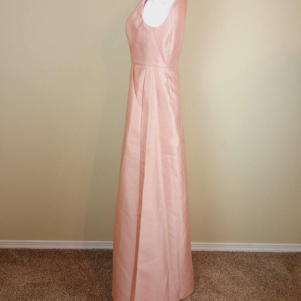 Alfred Sung Sleeveless V-Neck Dress Women's Size 6 Toasted Sugar Satin D778 - Picture 7 of 9